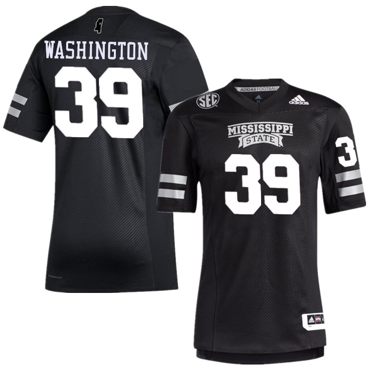 Men #39 Josh Washington Mississippi State Bulldogs College Football Jerseys Stitched-Black